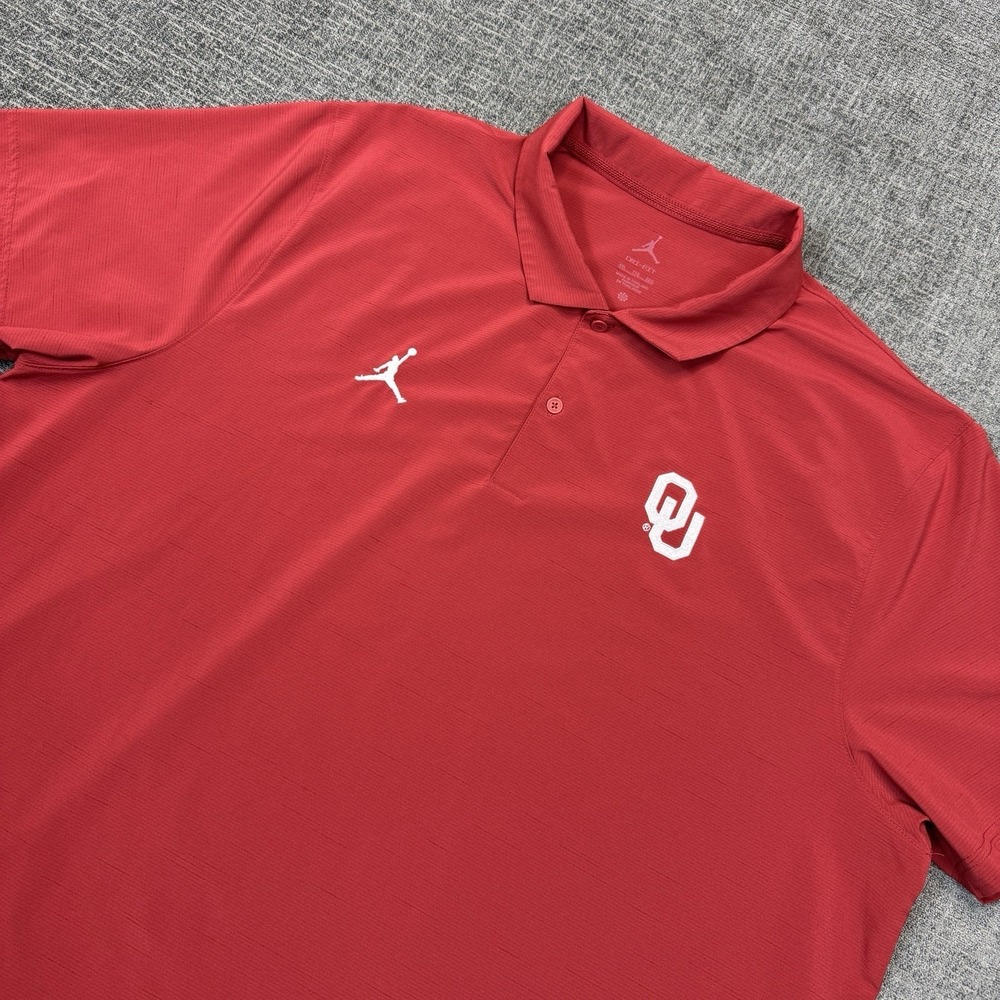 Oklahoma Sooners Polo Shirt Mens 2XL Red NCAA Football Jordan Dri-FIT